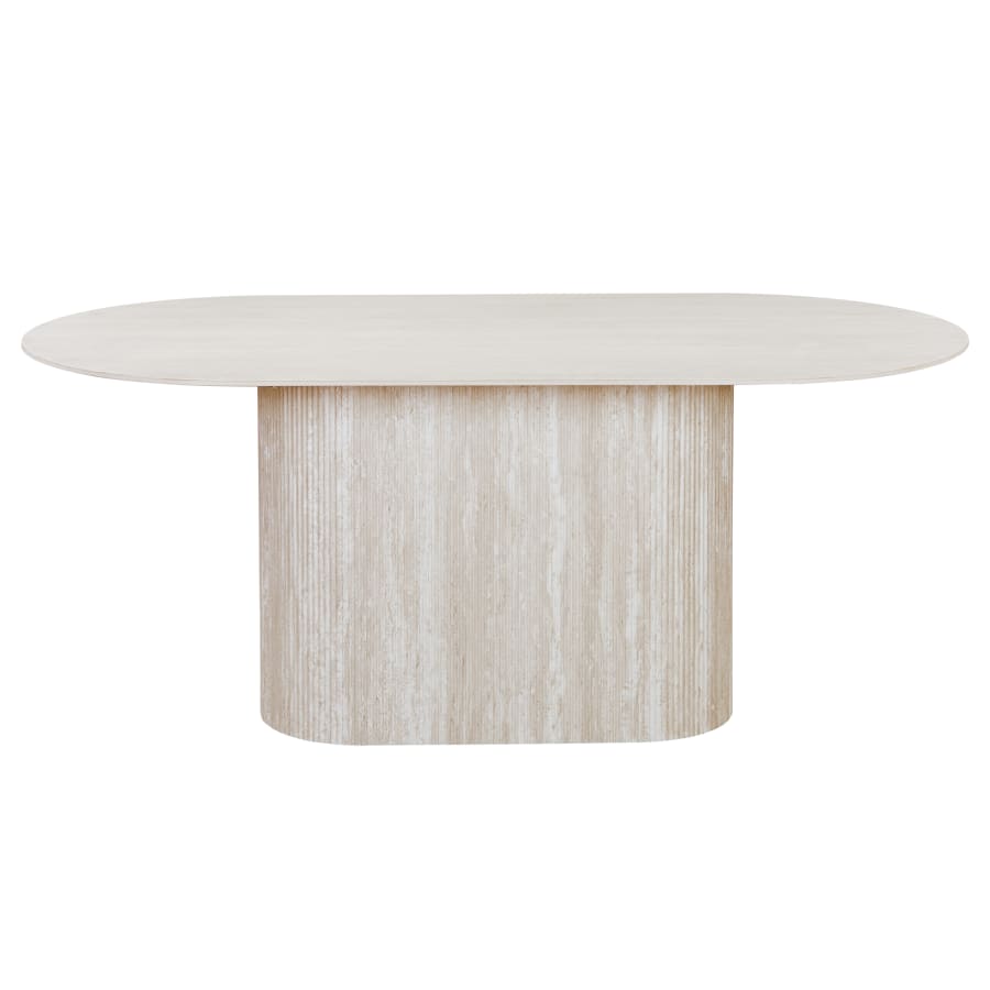 Table &agrave; manger ovale en c&eacute;ramique beige 180 cm